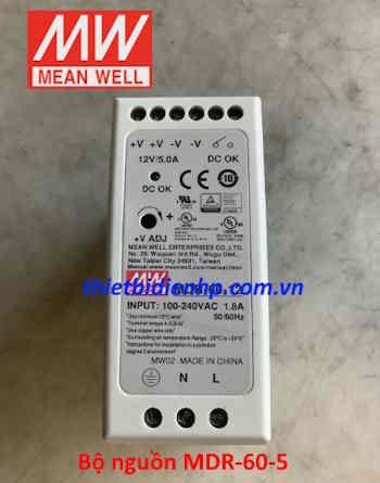 Bộ nguồn MDR-60-5 (60W 5V 10A) Meanwell