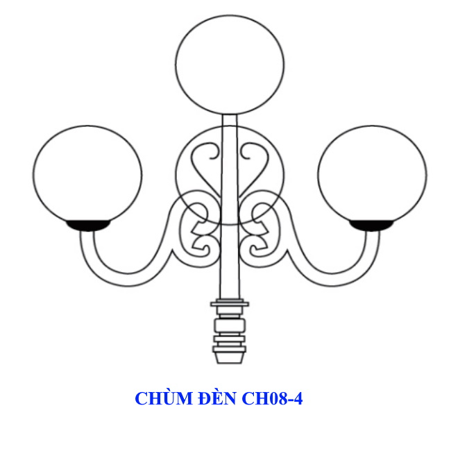 Chùm đèn CH08-4 sử dụng cho cột đèn trang trí sân vườn
