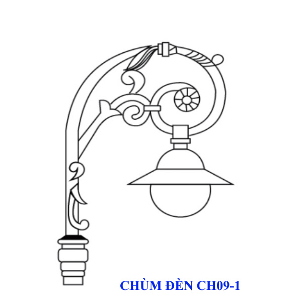 Chùm đèn CH09-1 sử dụng cho cột đèn trang trí sân vườn