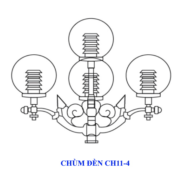 Chùm đèn CH11-4 sử dụng cho cột đèn trang trí