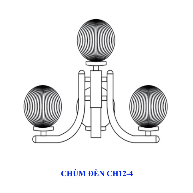 Chùm đèn CH12-4 sử dụng cho cột đèn trang trí sân vườn
