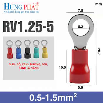 Đầu cos khuyên tròn bọc nhựa RV1.25-5 giá rẻ