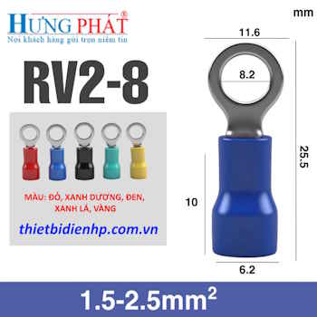 Đầu cos khuyên tròn bọc nhựa RV2-8 giá rẻ