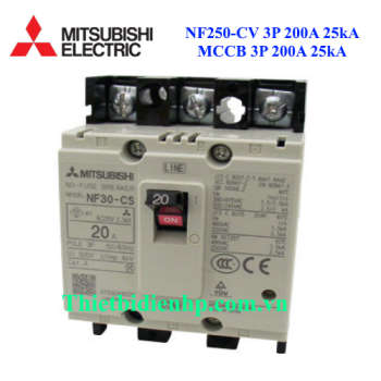 MCCB 3P 200A 25kA - Aptomat Mitsubishi NF250 CV 3P 200A 25kA